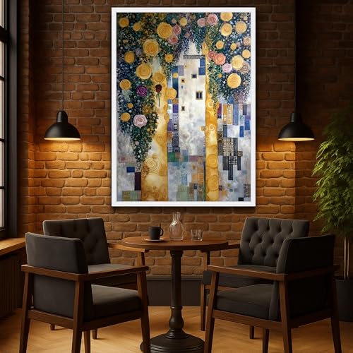 Decoración botánica para pared con acabados dorados y lienzo textil 3
