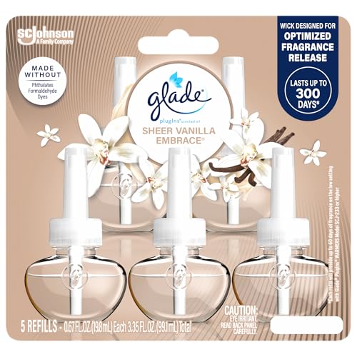Glade PlugIns Refills Air Freshener, Scented and Essential Oils for Home and Bathroom, Sheer Vanilla...