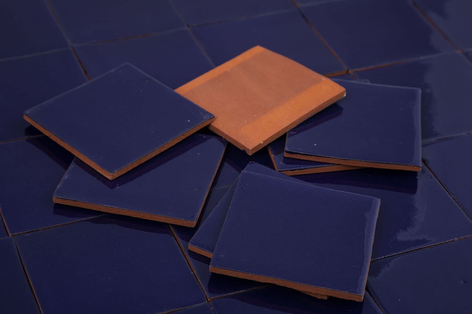 Cerames Azulejos azules mexicanos monocolor Azul Cobalto - azulejos de mosaico, azulejos ceramica monocromáticos para cocina, baño, ducha | Un paquete de 90 baldosas azules ceramica 10,5x10,5 cm