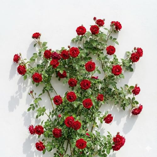 Image of Rare Red Climbing Rose Live Plant with Pot | Original Grafted Fragrant Red Rose Creeper | Fast Growing Flowering Climbing Vine for Home Garden Balcony Terrace Fence Wall Outdoor Decor | Pack of 1