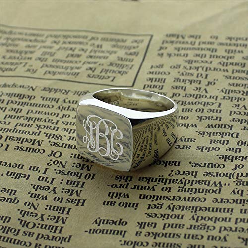 AILIN Custom Monogram Initial Ring 925 Sterling Silver 1,2,3 Letters Personalized Signet Statement Rings Wedding Birthday Party Jewelry Gifts For Men Women Mother Father4