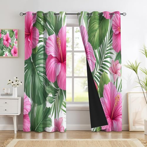Rideau thermique isolant à oeillets fleurs tropicales pour bloquer la chaleur - 4