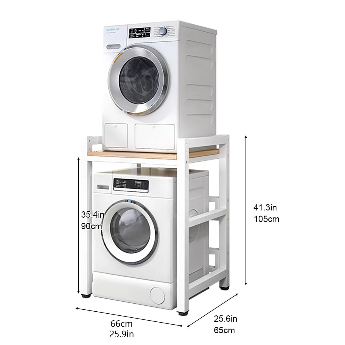 Waschmaschinenregal Trockner Höhenverstellbar für Waschmaschine und Trockner aus Stahl(White)