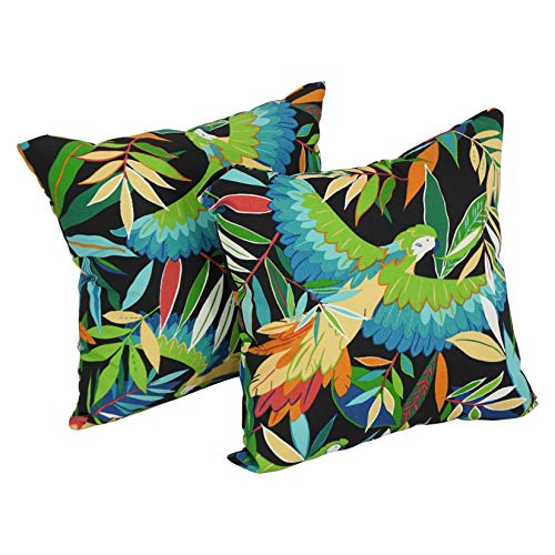 Blazing Needles All-Weather UV-Resistant Outdoor Zippered Pillows Set, Set of 2, 18", Tucuman Ebony