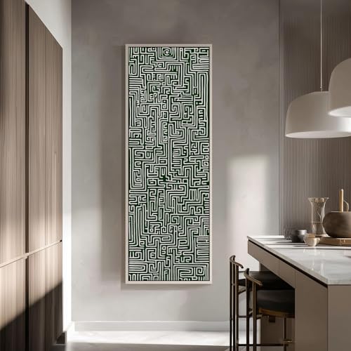 Toile encadrée verticale haute labyrinthe vert déco industrielle - 3