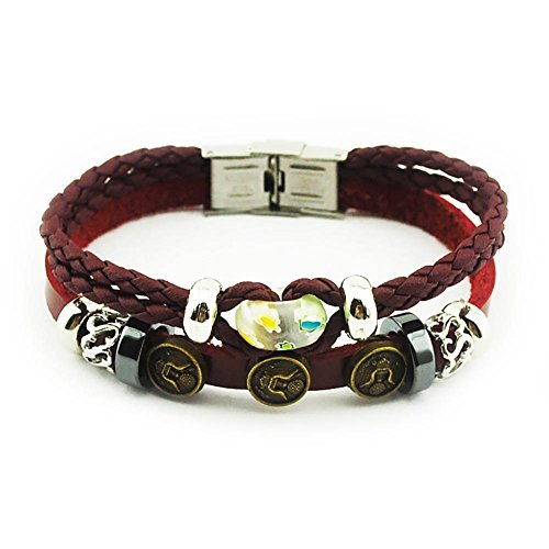 Mes-Bijoux-Bracelets Tira de Pulseras Joya Cuera Capas Múltiples Mujer Rojo Botones wz-B0373
