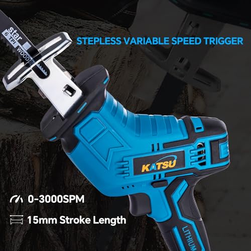 KATSU FIT-BAT Cordless Reciprocating Saw 21V/18V, Battery Powered Mini Pruning Reciprocating Saw, 4pcs Blades Included, Without Battery or Charger 102759 4 KATSU FIT-BAT Cordless Reciprocating Saw 21V/18V, Battery Powered Mini Pruning Reciprocating Saw, 4pcs Blades Included, Without Battery or Charger 102759 - Image 4