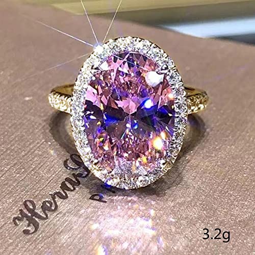 Cutesmile 18k Gold Filled Shiny Oval Cut Pink CZ Crystal Ring Band3