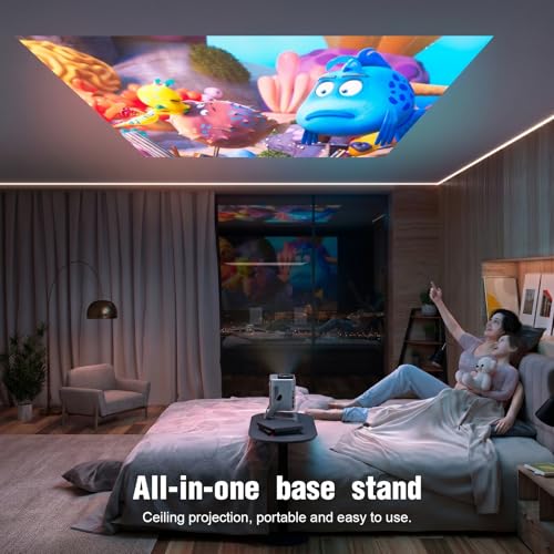 Image of [4300 ANSI & Officially-Licensed APP] 4K Projector with WiFi and Bluetooth, Auto Focus Keystone Smart Projector, Outdoor Projector with Adjustable Stand for Home Bedroom