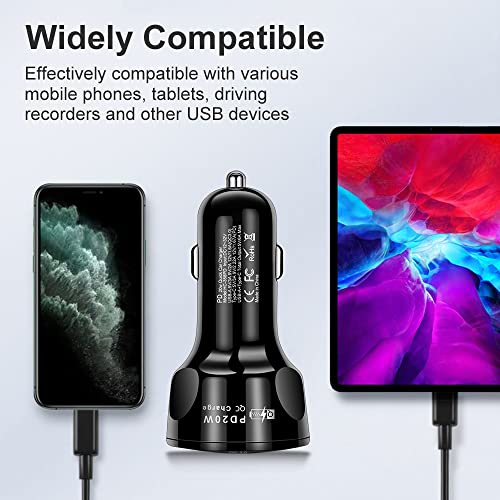Qc3.0 Car Charger Adapter, 4 Ports Usb Car Charger, Fast Charger, Car Interior Accessories, Fit For Iphone 14/13/12/11/Pro, Samsung Galaxy/Note S10/S9/S8, Android (Black) #TOP3