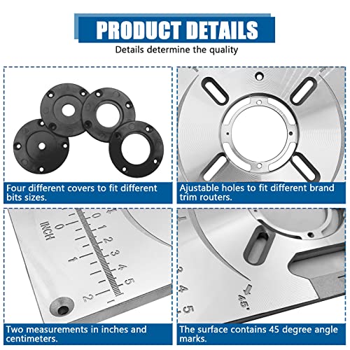 image for QYQRQF Router Plate, Aluminum Router Table Plate for Woodworking Route