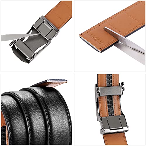 Image of BOSTANTEN Ratchet Belts for Men Leather Trim to Fit 1 3 /8 inch Gift Boxed | Micro-Adjustable Buckle, Tailored Size, Holeless, Versatile for Dress Casual, Effortless Style