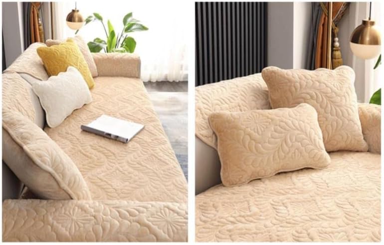LUBOSE Velvet Sofa Covers, Washable Sofa Cover Protectors, Plush Sofa Covers, Sofa Protectors, Sofa Towels, Sofa Blankets(70 * 70cm, Khaki A)