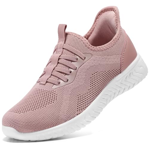 STQ Zapatillas Mujer Deportivas Non Slip Ligero Sin Cordones Tenis Exterior y Interior Sneakers Zapatos Rosa Oscuro 42 EU