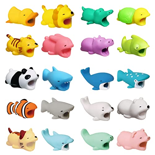 BomnKa 20 Pieces Animals Cable Protector, Cute Animal Bites Plastic Cable Saver Cable Break Protection Animals Charging Cable Cord Saver for Usb Charging Cable Protector