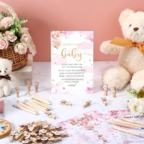 Image of Patelai 321 Bearly Wait Baby Shower Decorations Pink Bear Party Supplies Bearly Wait Baby Shower Games 5 Sets Don't Say Serve 50 Guests for Pink Bear Gender Reveal Birthday Party Decorations Supplies