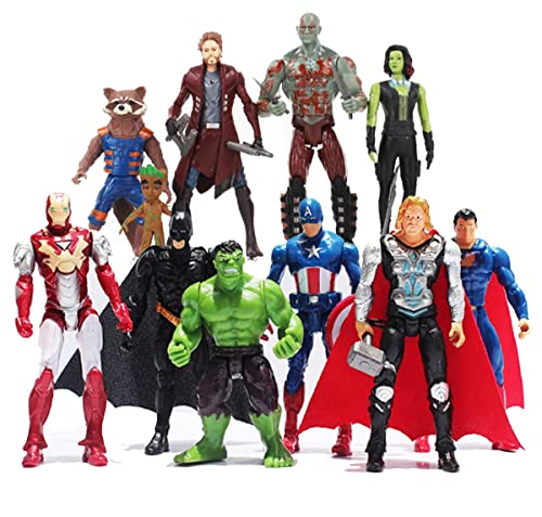 New 2021 11PCS Superhero Action Figures Set - Galaxy Heroes and Classic Heroes Action Figures Toys Pieces - Super Heroes Toys 5-inch Toys PVC Cake Toppers Gifts Decoration