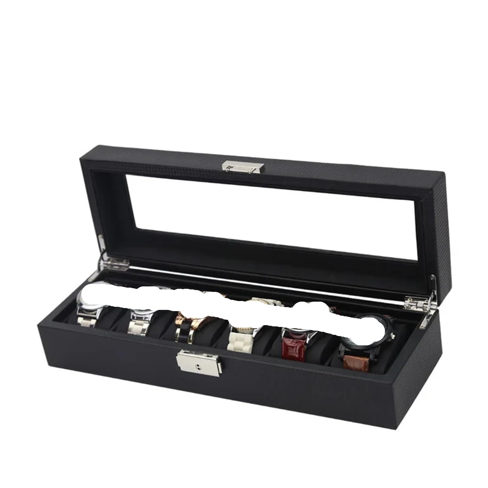 Caja de exhibición de Relojes, Caja de Madera para Relojes, cajón, Organizador con Tapa Transparente, para Guardar aretes, Joyas, Collares, Regalos, Vitrina para Guardar Relojes ()