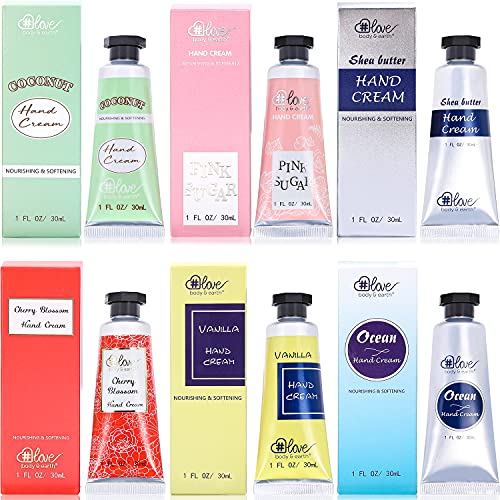 Hand Cream Gift Set - Moisturizing Hand Lotion Set with Natural Glycerin and Vitamin E, Pack of 6 Hand Cream Set, Lotion Gift Sets for Women and Men, Ideal Gifts for Her Birthday