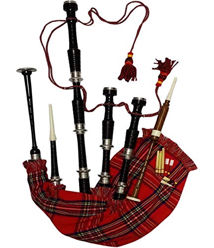 Aar Scottish Bagpipe Rosewood Royal Stewart Tartan Black Finish thumb #1