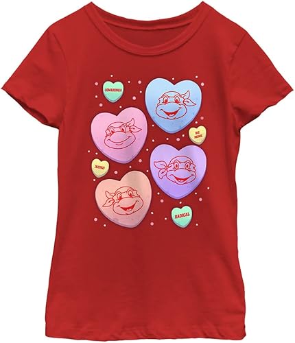 Nickelodeon Teenage Mutant Ninja Candyheart Turtles Girls Short Sleeve Tee Shirt