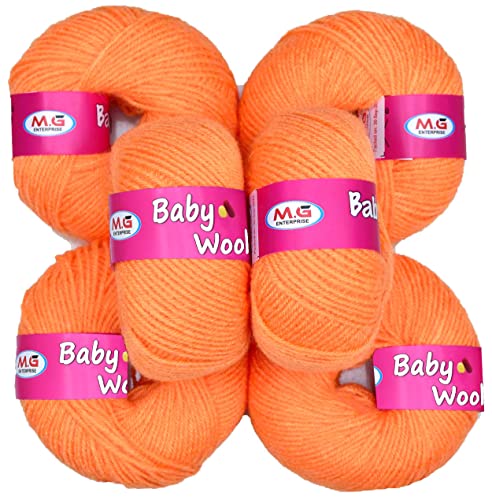 Image of M.G ENTERPRISE 100% Acrylic Wool Orange 16 Pc Baby Wool 4 ply -TB Art-HE