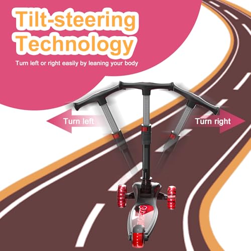 Image of Kick Scooter for Kids Ages 3-8,3-Wheel Foldable Scooter with Adjustable Height Handlebars,LED Light-Up PU Wheels,Wide Anti-Slip Deck,Lean-to-Steer - Toy Gifts for Kids