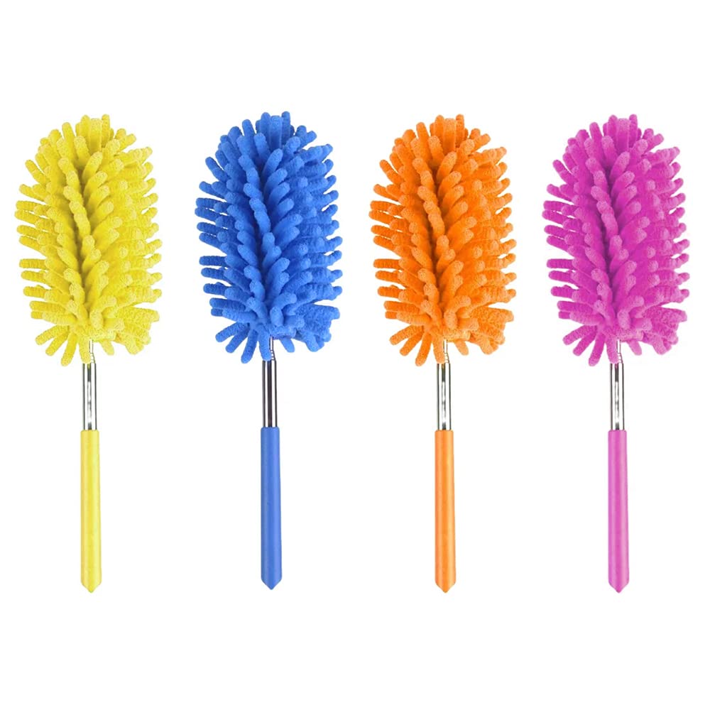 Mnvd Multicolor Feather Duster Microfibre Extendable Telescopic Washable Dusting Brush Pole Cleaning (Pack Of 1) (Mn123)