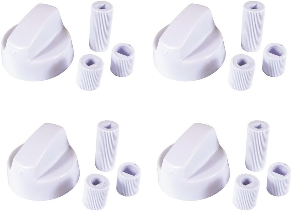 4-Pack White Generic Design Stove/Oven Control Knob With 12 Adapters