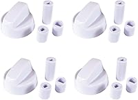 Vista 1 de Paquete de 4 perillas genéricas color blanco. Perilla de control del horno con 12 adaptadores.