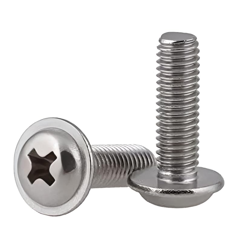 Immech - M3 X 12mm Phillip Combi Washer Pan Head Screws, Combi (screw with washer), Fully Thread, Nickel Finish, Machine Thread, Quantity - 50 Pcs