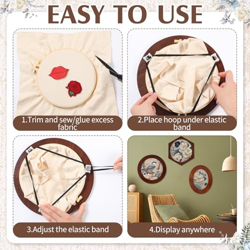 Image of Vercraft 3 Set Embroidery Hoop Frame 8 Inch Decorative Wood Embroidery Frame with 8 Inch Cross Stitch Hoop for Display Finished DIY Art Craft Hanging Sewing Ornaments, Round, Hexagon, Oval