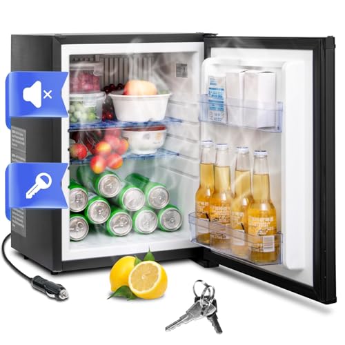 Comparison: Best Mini Fridge For Semi Trucks 2 12V RV Refrigerator,1.4 Cu Ft Locking Mini Fridge, Mini Fridge with Lock, Semi Truck Refrigerator Freightliner Cascadia Drivers 12V DC/110V AC for Bedroom, RV, Truck, Office, Dorm, Black