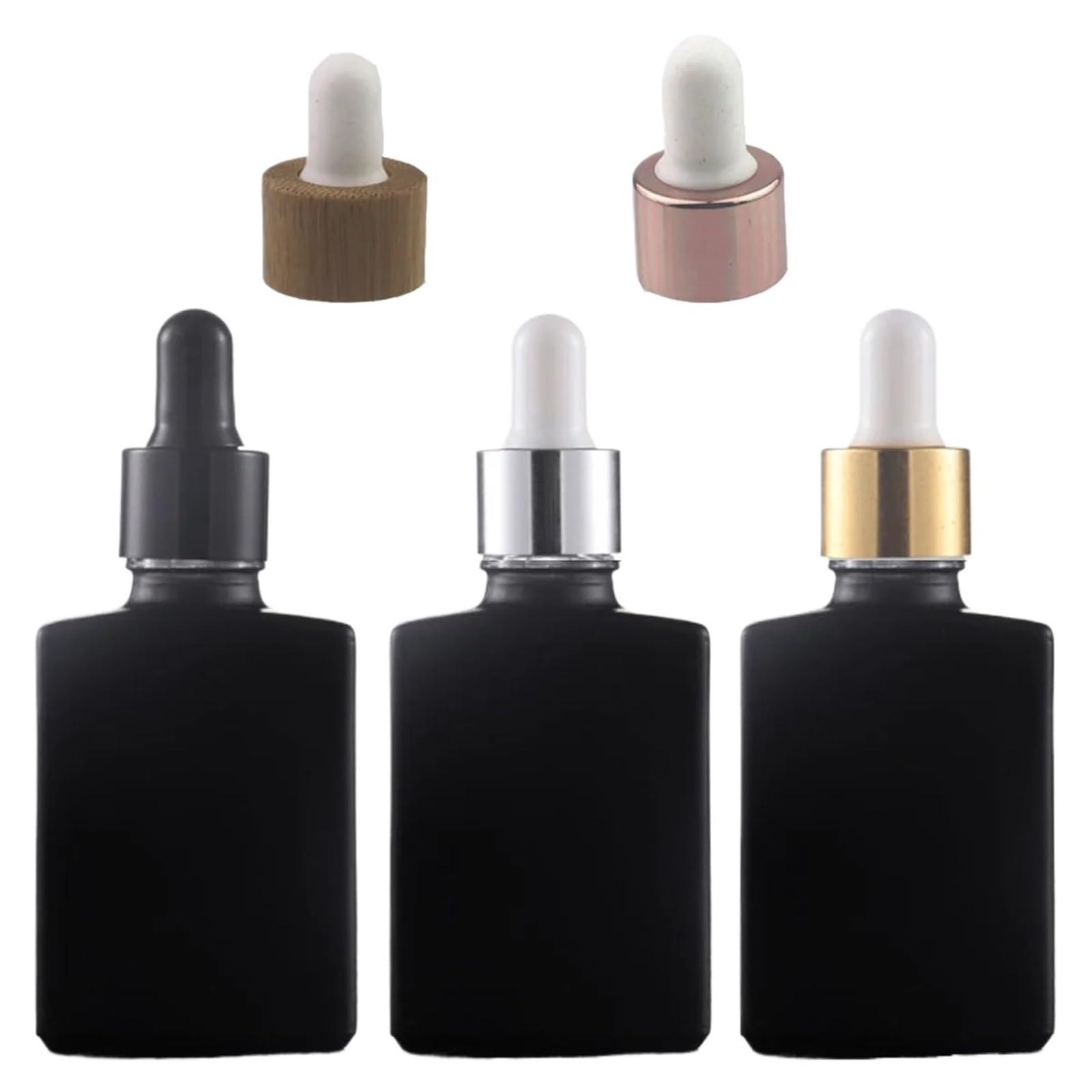 Contagocce Flacone di siero for oli essenziali in vetro trasparente opaco satinato piatto da 10 pezzi con pipetta contagocce(Silver cap,50 ml)