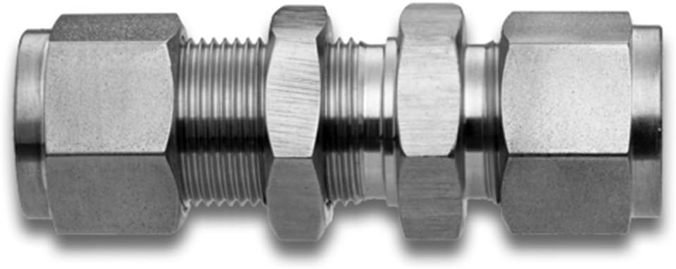 316SS Bulkhead Union 3/8'' Tube (Swaglok PN: SS-600-61; Parker PN: 6BC6-316; Hy-Lok PN: CBU-6-S316)