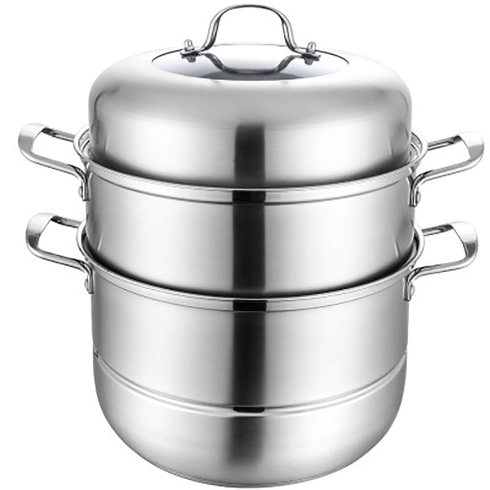 GTHTUHFD 3-Tier Stainless Steel Steamer Set With Induction Safety,Soup Pot -Sturdy Steel Handles -28Cm,30Cm,32Cm-28Cm,