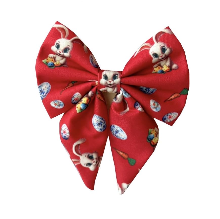 New Dogs Bow Tie Bowtie Sailor Easter Rabbit EGGS carrots RED Elastic Band ACCESSORY UK (Rabbit 4 Small), pink