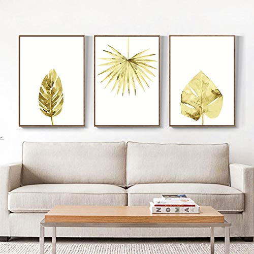 Toile peinture plante nordique or pour illuminer le mur de votre séjour