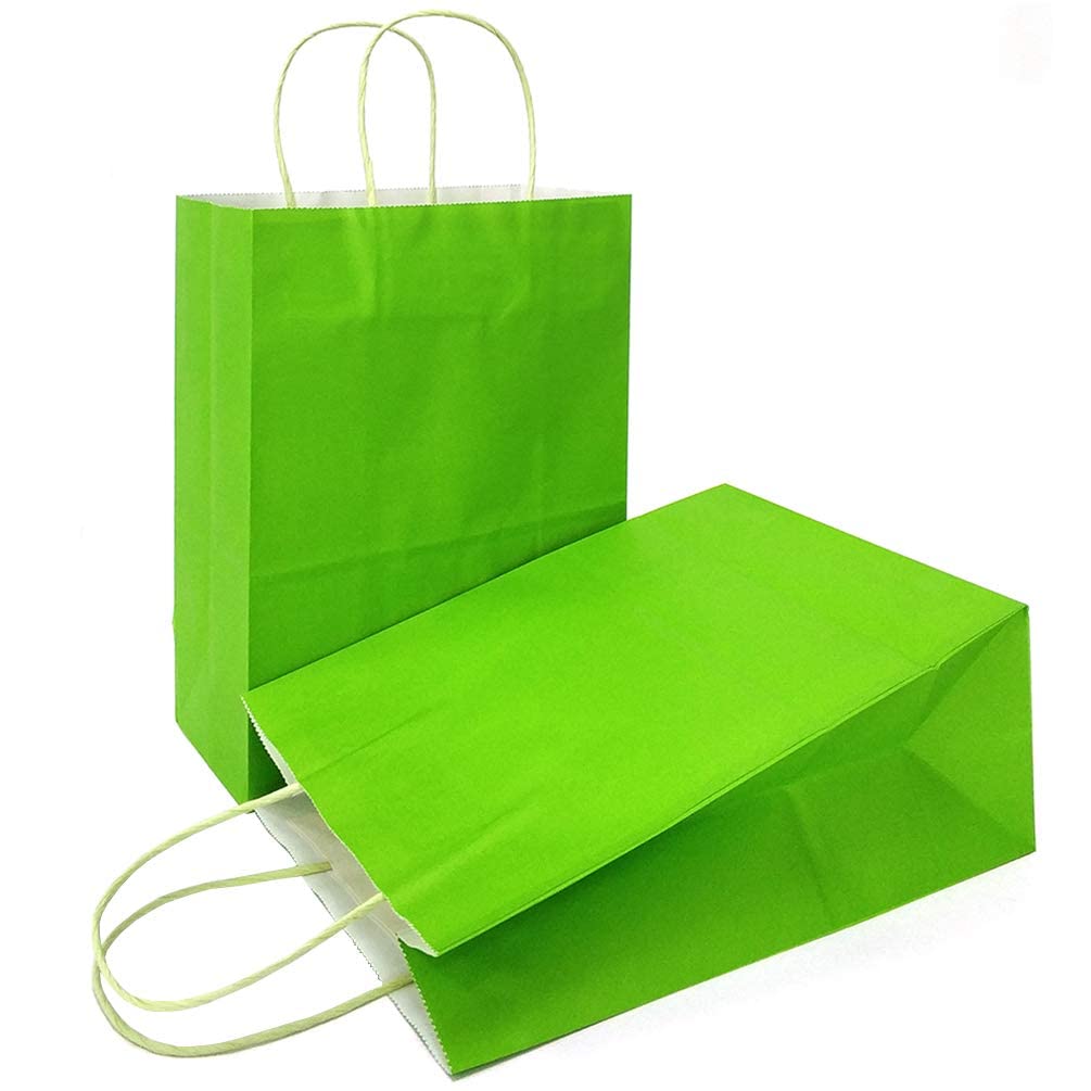 AZOWA Light Green Gift Bags with Handles Paper Small Light Green Kraft Paper Bags for Party Favors (22 x 16 x 8 cm, 25 Pcs) โ image 1