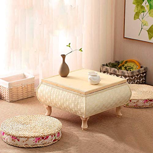 Table basse de sol japonaise compacte en rotin pour petits espaces - 4