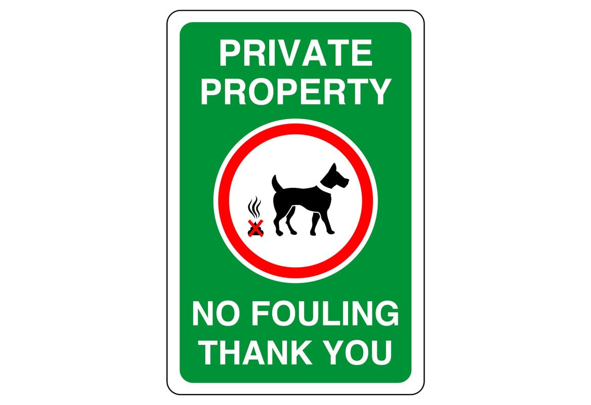 Safety First Display Ltd Green Private Property No Fouling Thank You - High Tack Self-Adhesive Sticker (150Mm X 100Mm) Viewing Distance Within 3M.