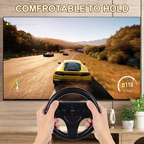 Geeklin Steering Wheel For Wii Controller, 2 Pcs Black Racing Wheel Compatible With Mario Kart, Game Controller Wheel For Nintendo Wii Remote Game #TOP4