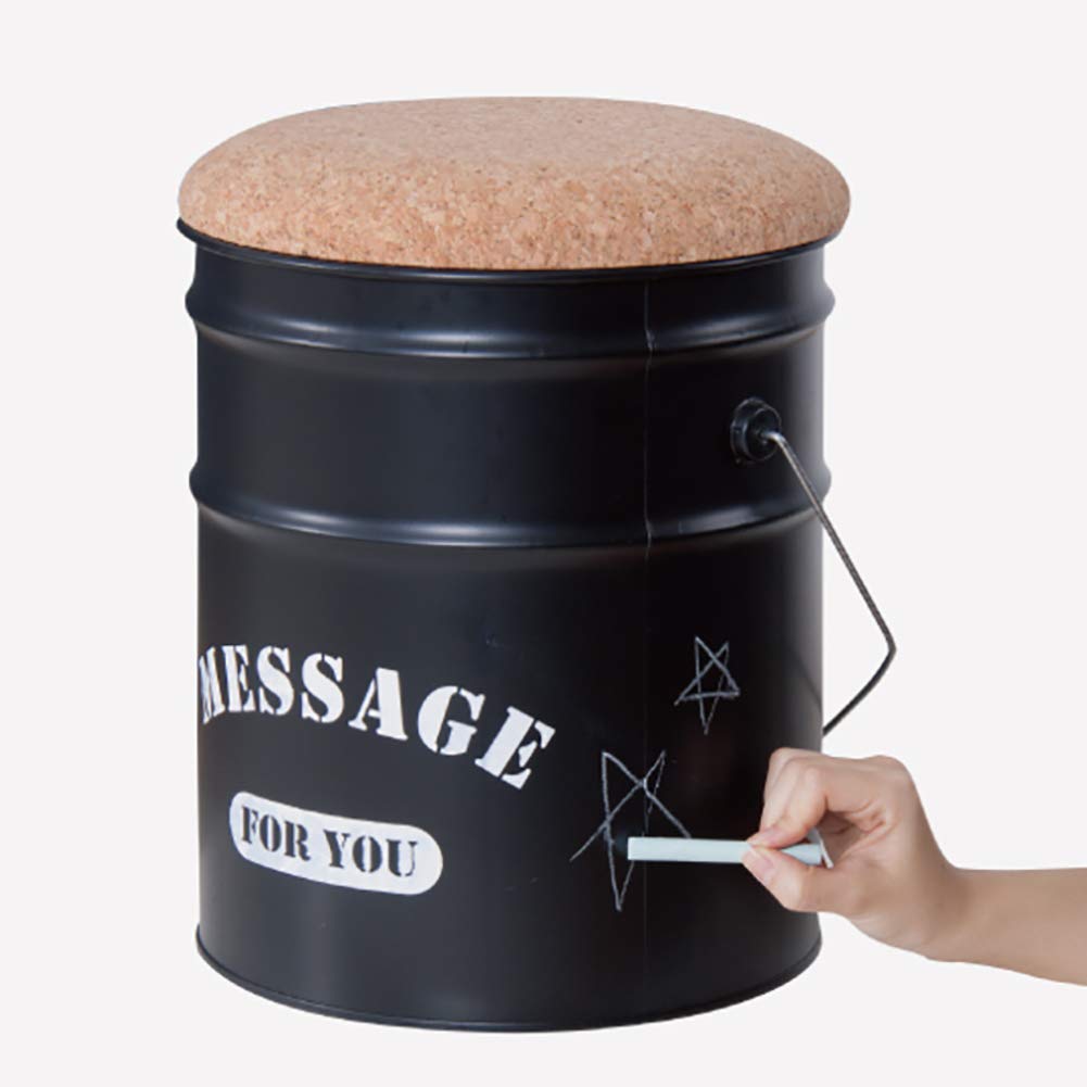 Tabouret de rangement vintage noir 30x39cm table basse et assise