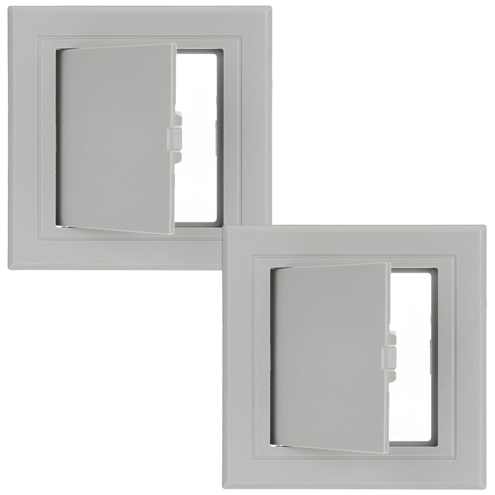 M METERXITY 2-Pack Access Panel for Drywall, 3.7x3.7 Inch Plastic Wall Hole Cover Access Doors for Wiring Cables/Indoor/Outdoor, Removable Plumbing Wall Panel Ceiling [Gray]