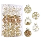 60MM/2.36" Christmas Ornaments Set, 30pcs Clear Christmas Ornaments Champagne Shatterproof Decorativ