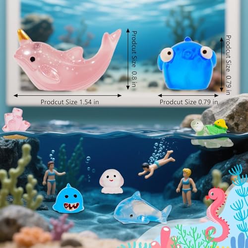 Image of Exasinine 67pcs Mini Resin Ocean Animal Figurines Luminous Mini Resin Animals Decorations for Micro Landscape Aquarium Fish Tank Fairy Garden DIY Craft Accessories