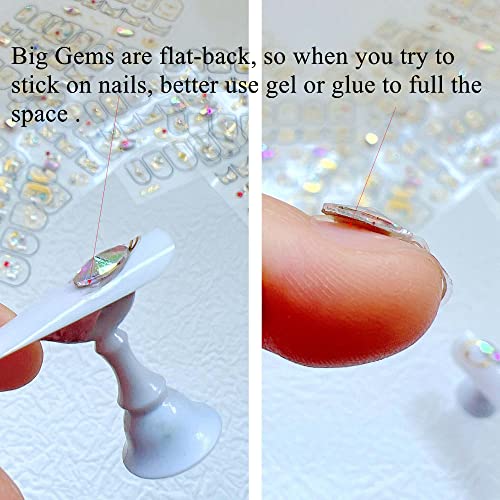 Nail Angel 12Sheet/Set Gold-Color Nail Art Adhesive Sticker With Crystal Gem Rhinestones 3D Charms Nail Art Decoration (10311) #TOP3