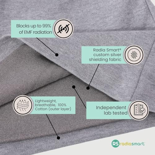 Radia Smart® EMF Protection Slouch Beanie, 5G Blocking, RF Shielding, WiFi Radiation Protection, Brain Coat, Grey