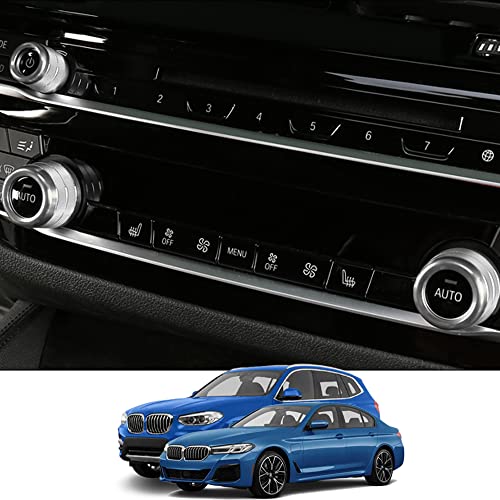 Kakash BMW専用高品質アルミ合金エアコン ダイヤルカバー 内装カスタムパーツ 空調ノブボタンカバーアクセサリーキズ防止防塵 取り付け簡単 車種専用設計3pcsセット(シルバー)適合BMW 5シリーズ G30 G31(2017年2月~現行) 6シリー