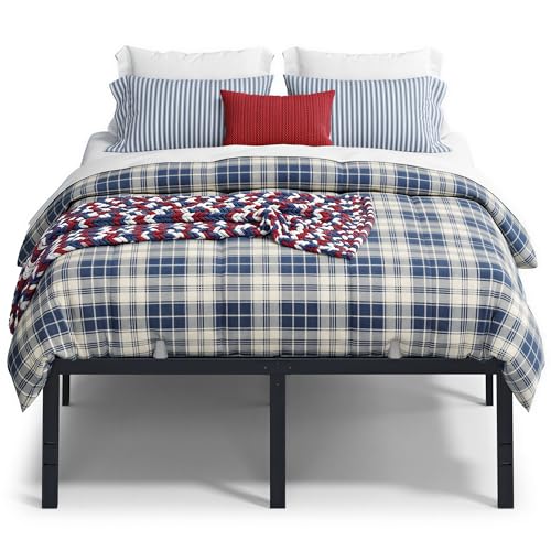Image of VASAGLE Full Metal Bed Frame 18 Inches Tall, 1100 lb Weight Capacity, No Box Spring Needed, with Under-Bed Storage, Easy Setup, Heavy-Duty Platform Bed, Mattress Retainers, Matte Black URMB672BD02S